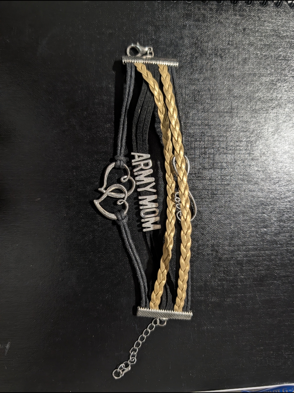 Army Mom Multi-Strand Bracelet in Black and Gold
